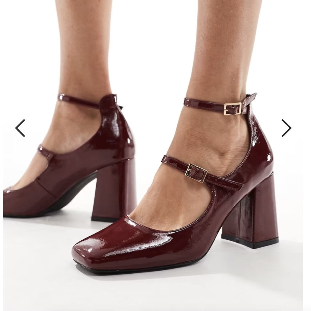 ASOS Summit London Burgundy Strappy Block Heels